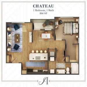 the floor plan for the chateau apartment at The Auberge of Burleson