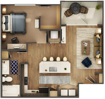 a floor plan of a two bedroom apartment at The Auberge of Burleson