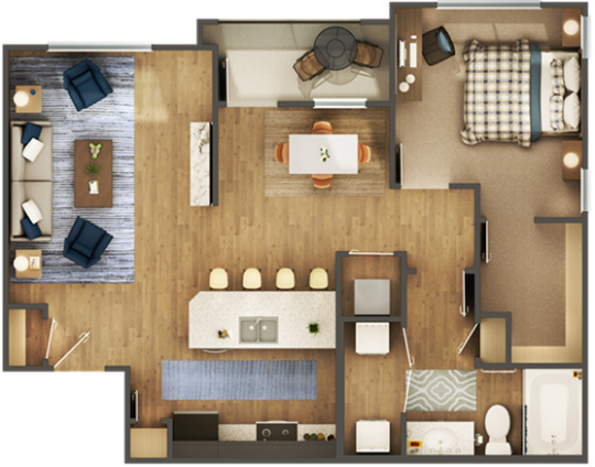 a floor plan of a two bedroom apartment at The Auberge of Burleson